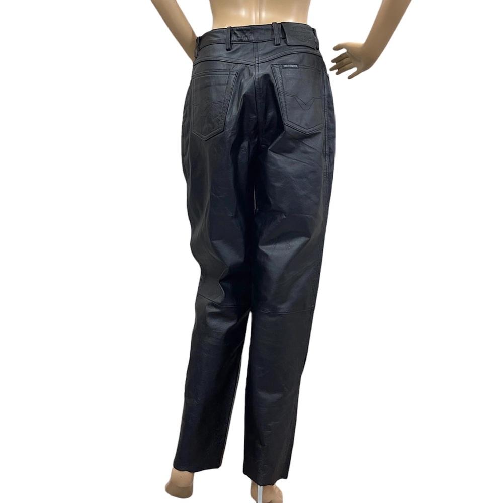 HARLEY-DAVIDSON Genuine Leather Women’s Black Pants Size 8 - Picture 5 of 10